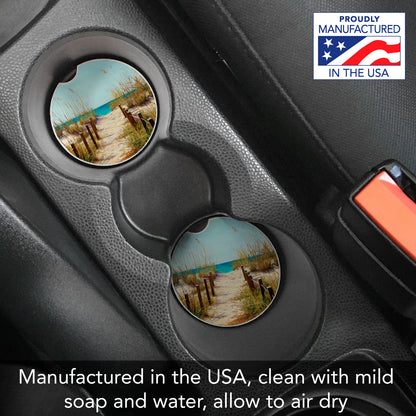 Path to the Ocean 2 Pack Absorbent Stone Car Coasters 2.6" Manufactured in the USA