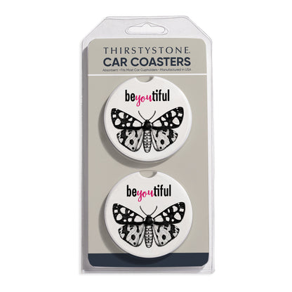 BeYoutiful 2 Pack Absorbent Stone Car Coasters 2.6" Manufactured in the USA