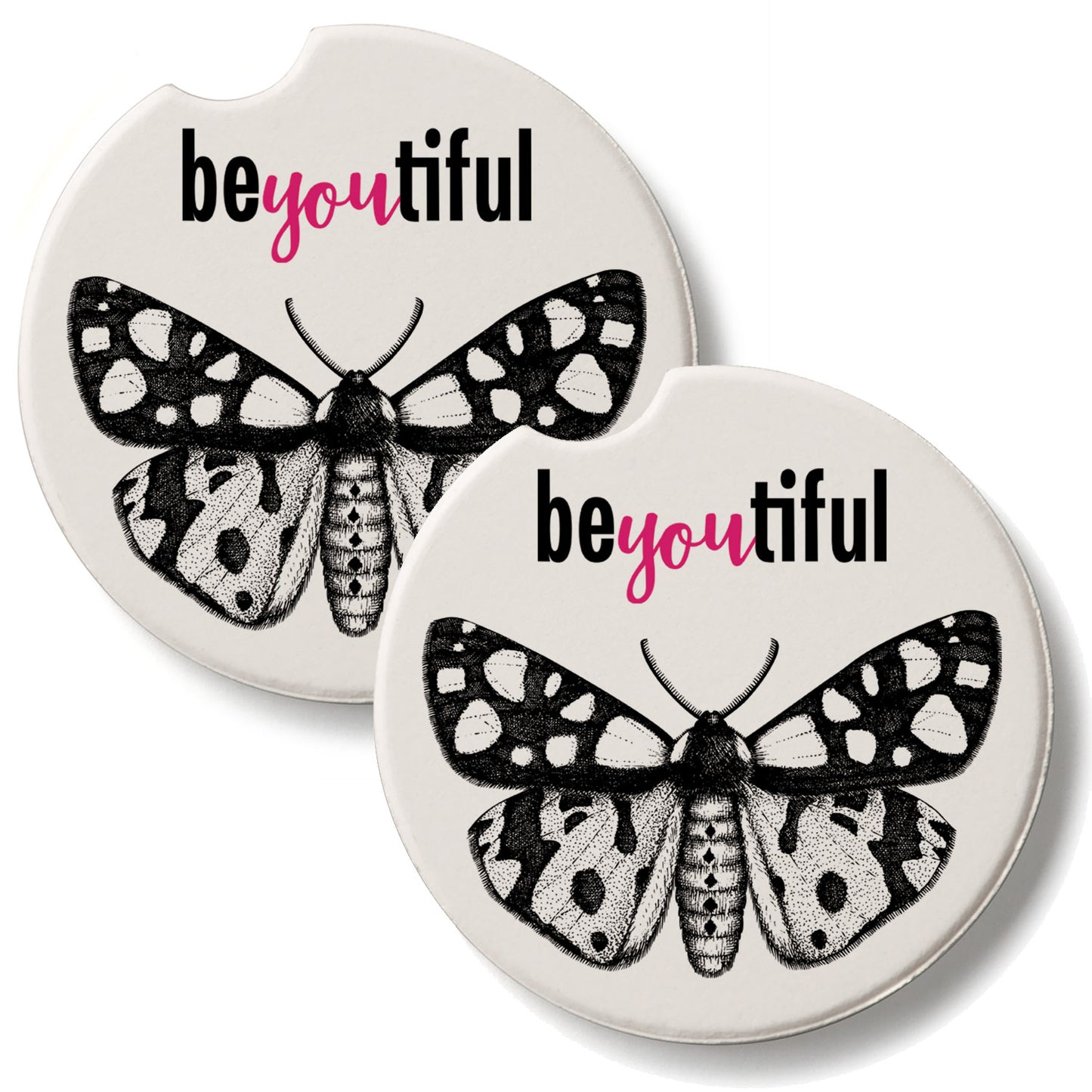 BeYoutiful 2 Pack Absorbent Stone Car Coasters 2.6" Manufactured in the USA