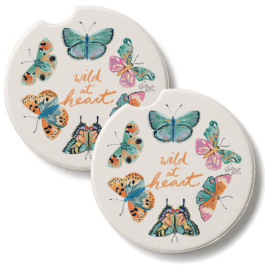 Wild at Heart 2 Pack Absorbent Stone Car Coasters 2.6" Manufactured in the USA