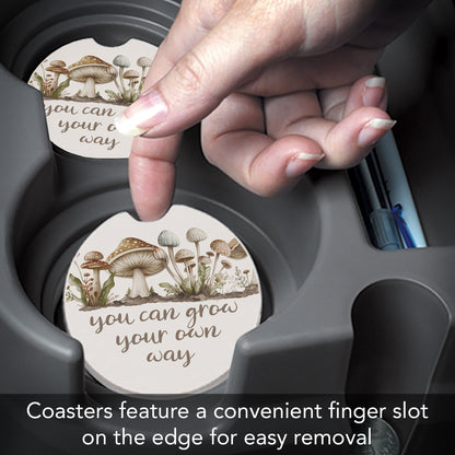 Grow 2 Pack Absorbent Stone Car Coasters 2.6" Manufactured in the USA