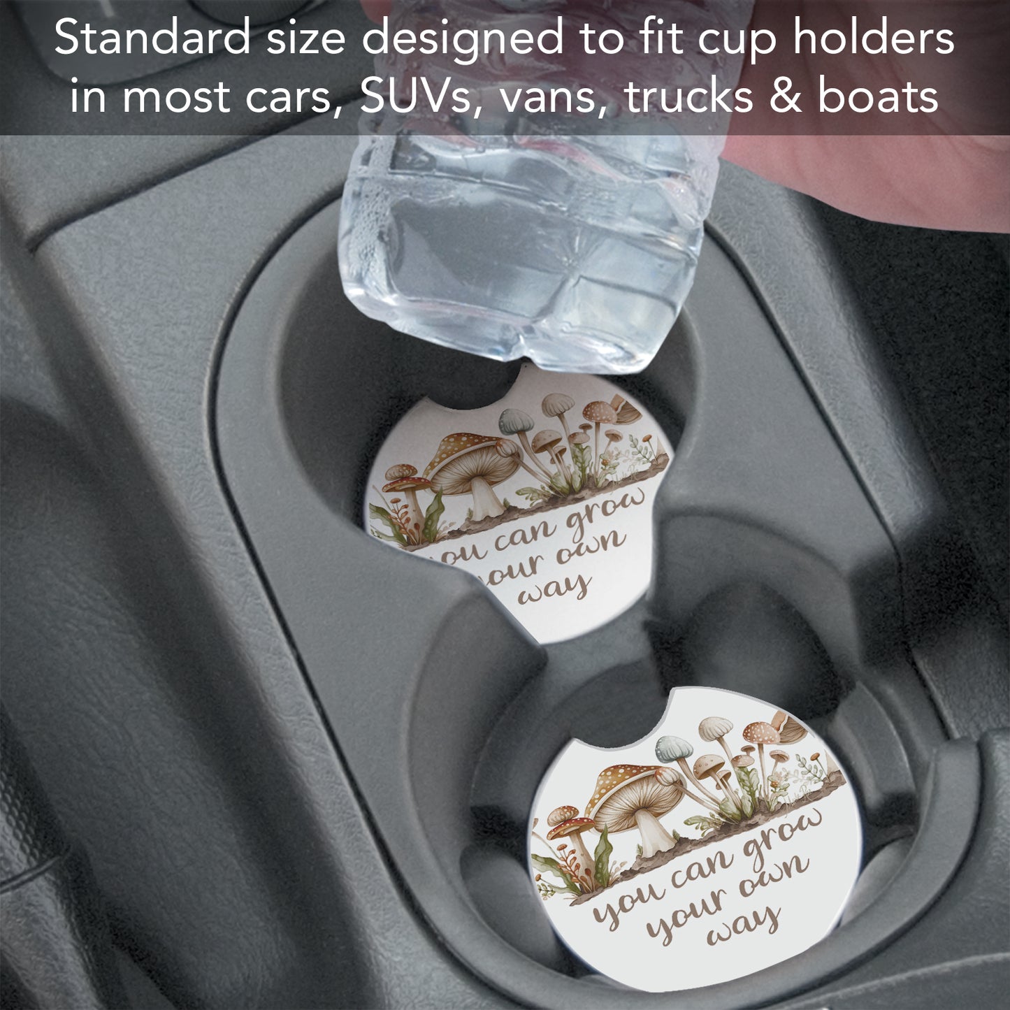 Grow 2 Pack Absorbent Stone Car Coasters 2.6" Manufactured in the USA