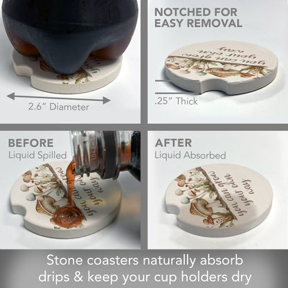 Grow 2 Pack Absorbent Stone Car Coasters 2.6" Manufactured in the USA