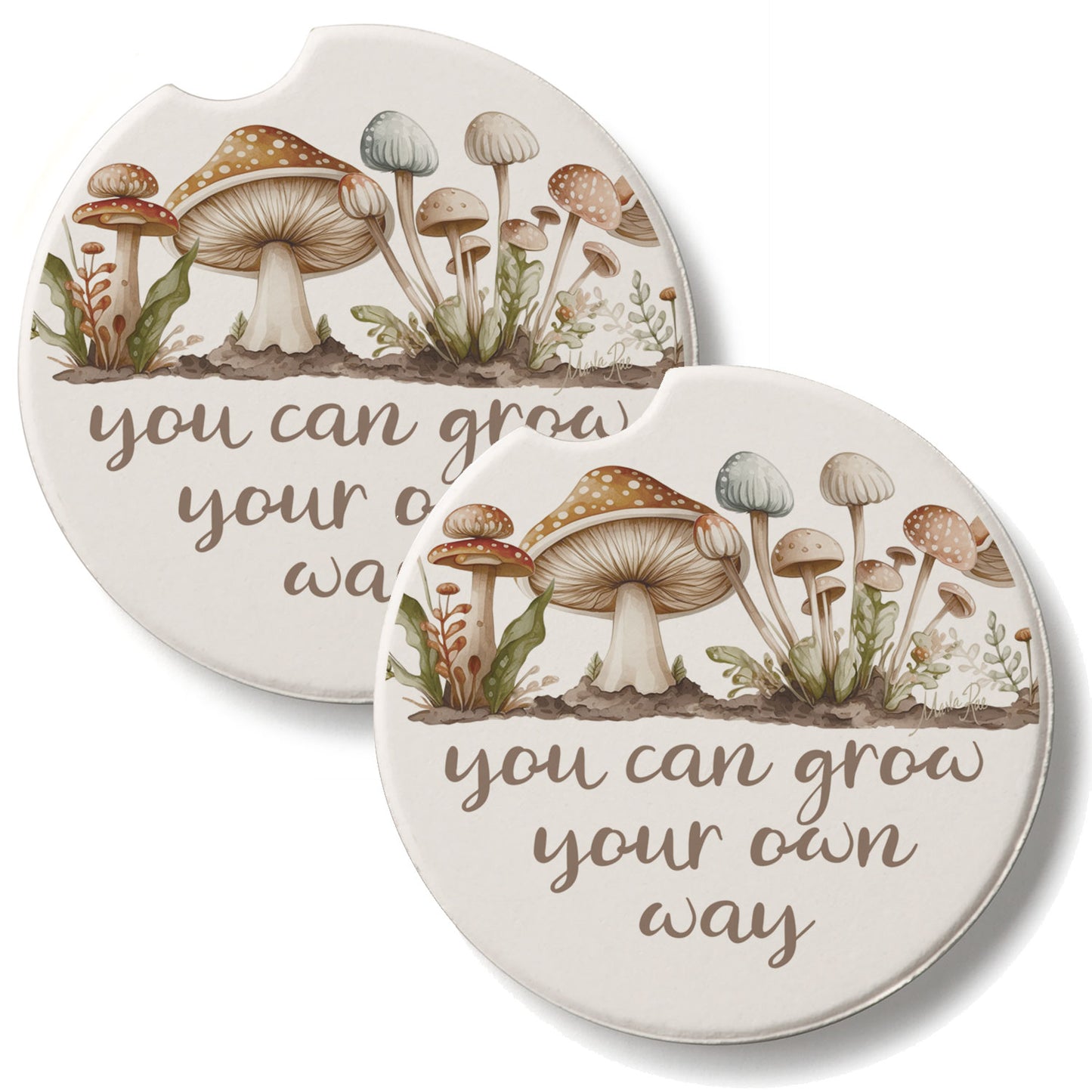 Grow 2 Pack Absorbent Stone Car Coasters 2.6" Manufactured in the USA