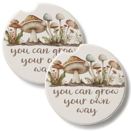 Grow 2 Pack Absorbent Stone Car Coasters 2.6" Manufactured in the USA
