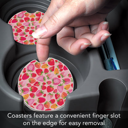 Berry Sweet 2 Pack Absorbent Stone Car Coasters 2.6" Manufactured in the USA