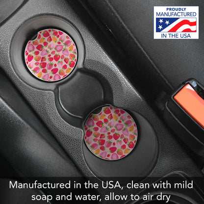 Berry Sweet 2 Pack Absorbent Stone Car Coasters 2.6" Manufactured in the USA