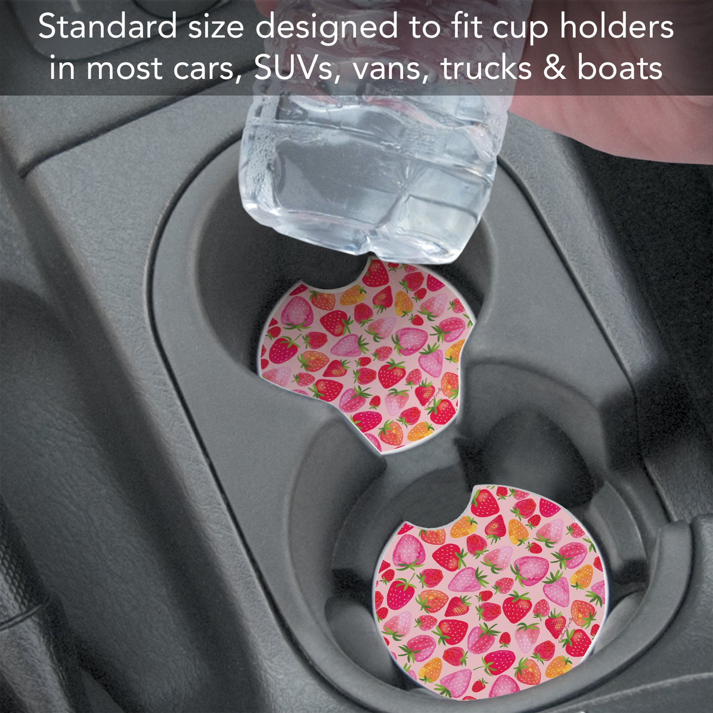 Berry Sweet 2 Pack Absorbent Stone Car Coasters 2.6" Manufactured in the USA