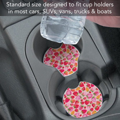 Berry Sweet 2 Pack Absorbent Stone Car Coasters 2.6" Manufactured in the USA