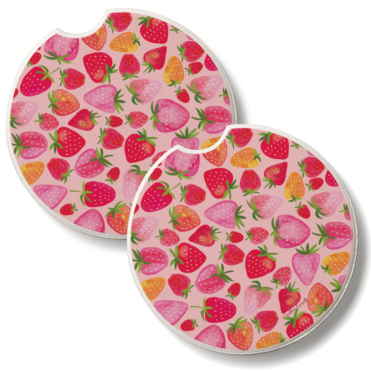 Berry Sweet 2 Pack Absorbent Stone Car Coasters 2.6" Manufactured in the USA