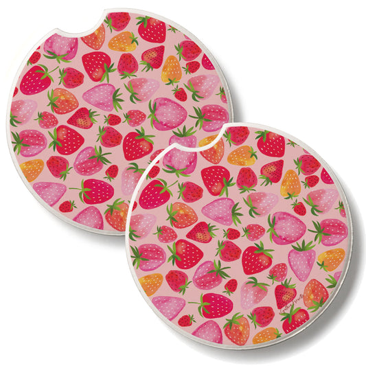 Berry Sweet 2 Pack Absorbent Stone Car Coasters 2.6" Manufactured in the USA