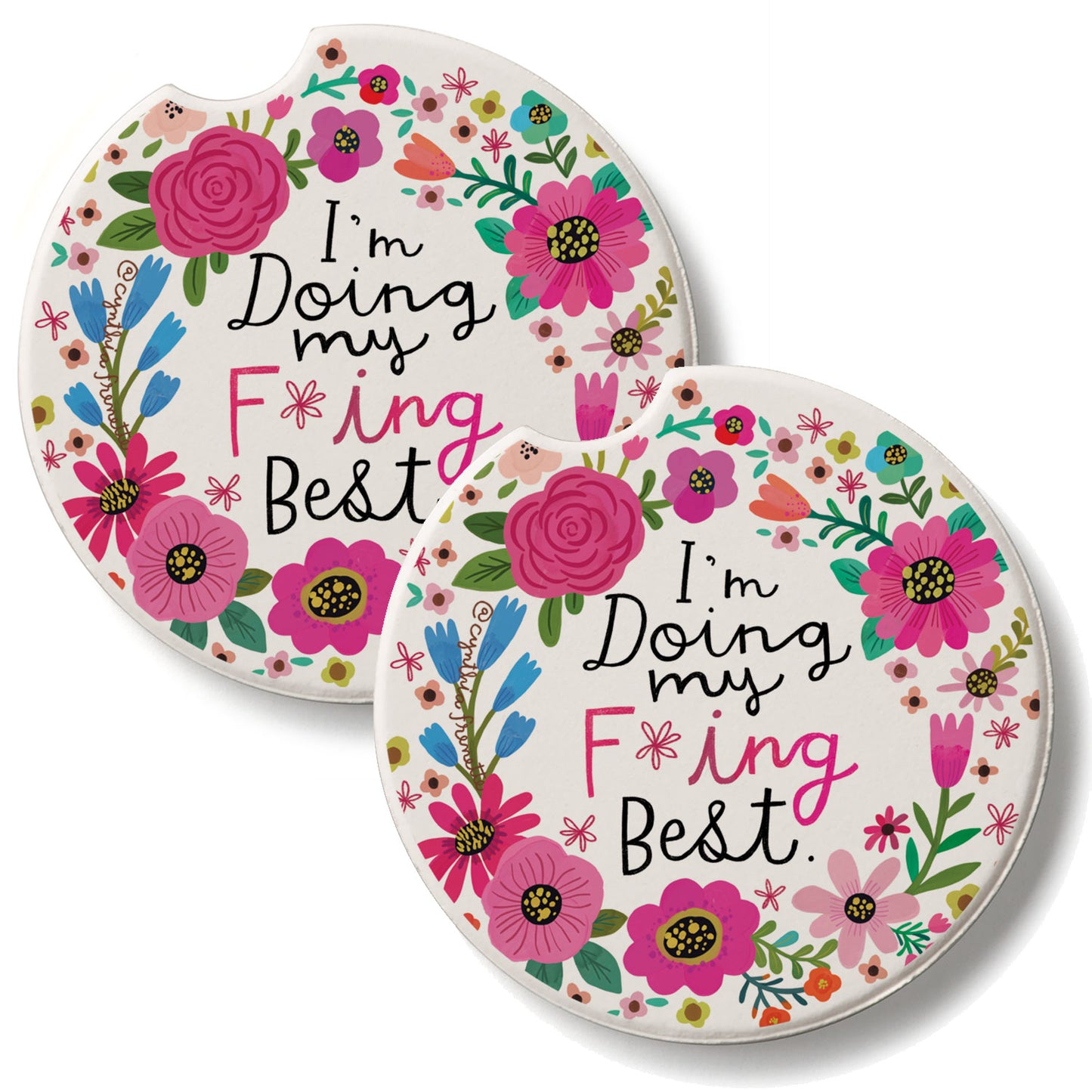 Doing My Best 2 Pack Absorbent Stone Car Coasters 2.6" Manufactured in the USA