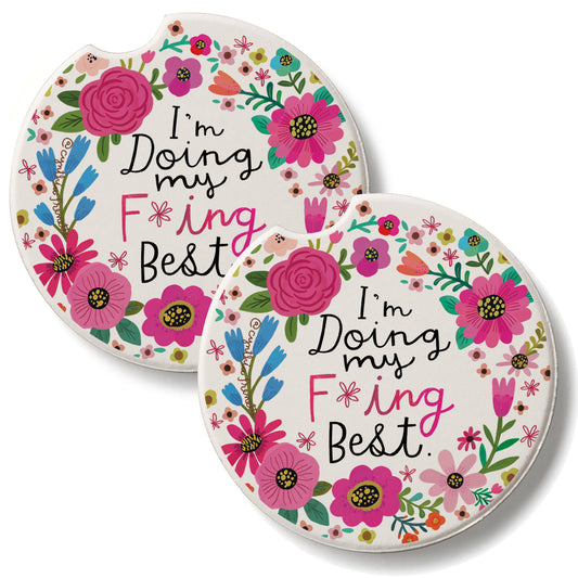 Doing My Best 2 Pack Absorbent Stone Car Coasters 2.6" Manufactured in the USA