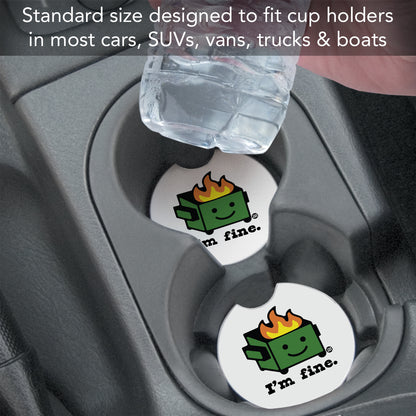I'm Fine 2 Pack Absorbent Stone Car Coasters 2.6" Manufactured in the USA