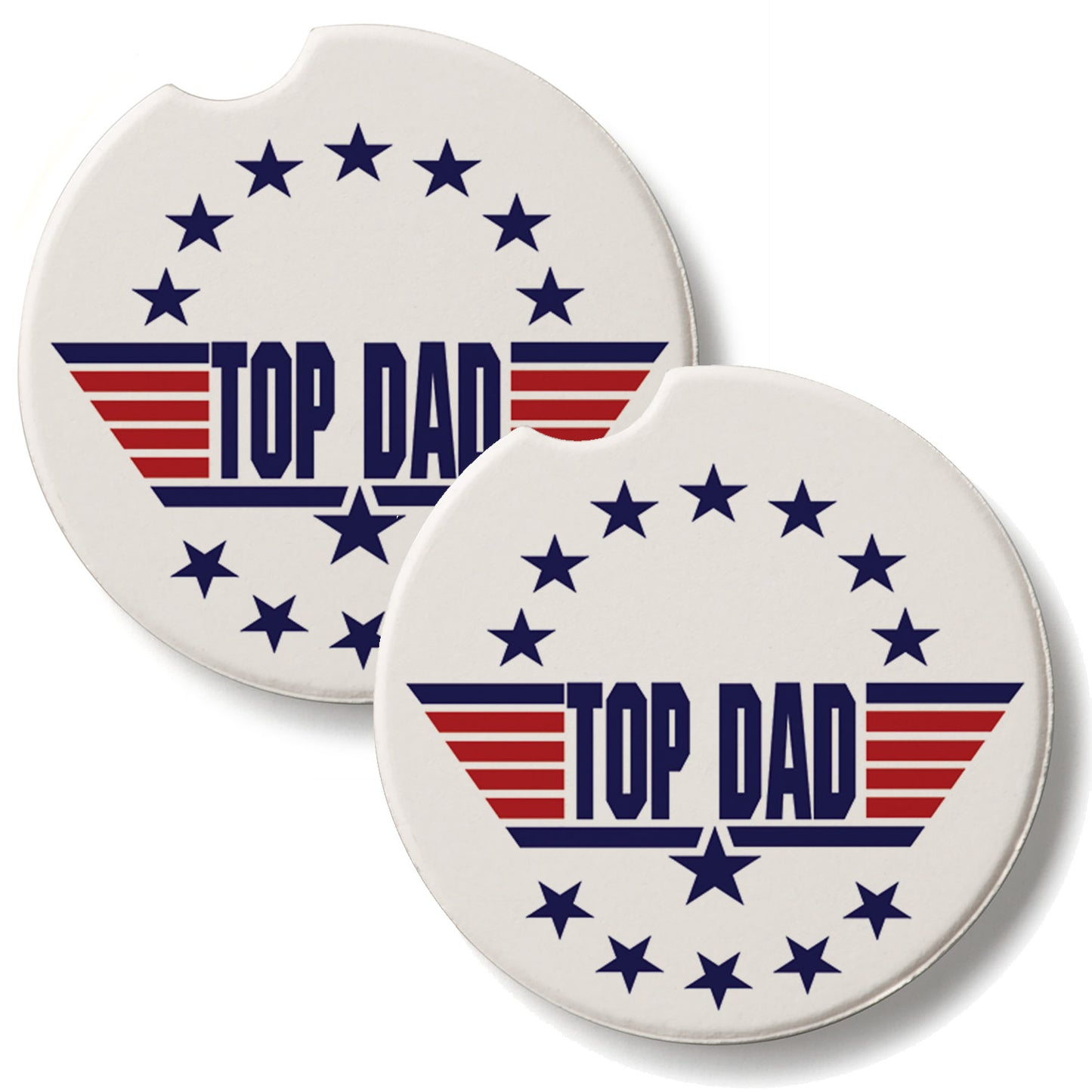 Top Dad 2 Pack Absorbent Stone Car Coasters 2.6" Manufactured in the USA