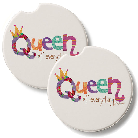 Queen of Everything 2 Pack Absorbent Stone Car Coasters 2.6" Manufactured in the USA