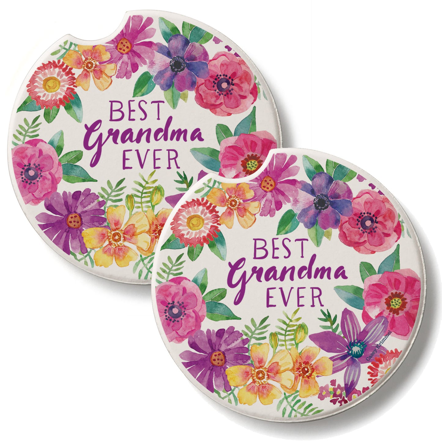 Best Grandma 2 Pack Absorbent Stone Car Coasters 2.6" Manufactured in the USA