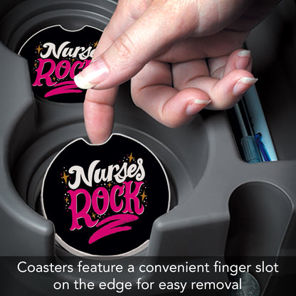 Nurses Rock 2 Pack Absorbent Stone Car Coasters 2.6" Manufactured in the USA