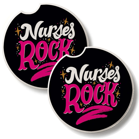 Nurses Rock 2 Pack Absorbent Stone Car Coasters 2.6" Manufactured in the USA