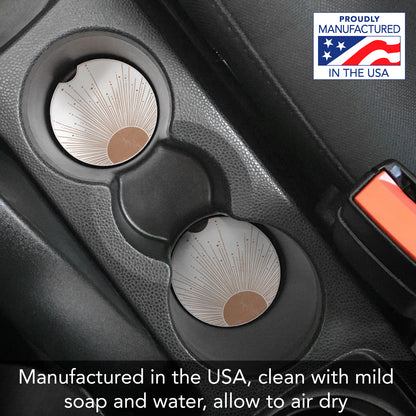 Mocha Sunrise 2 Pack Absorbent Stone Car Coasters 2.6" Manufactured in the USA