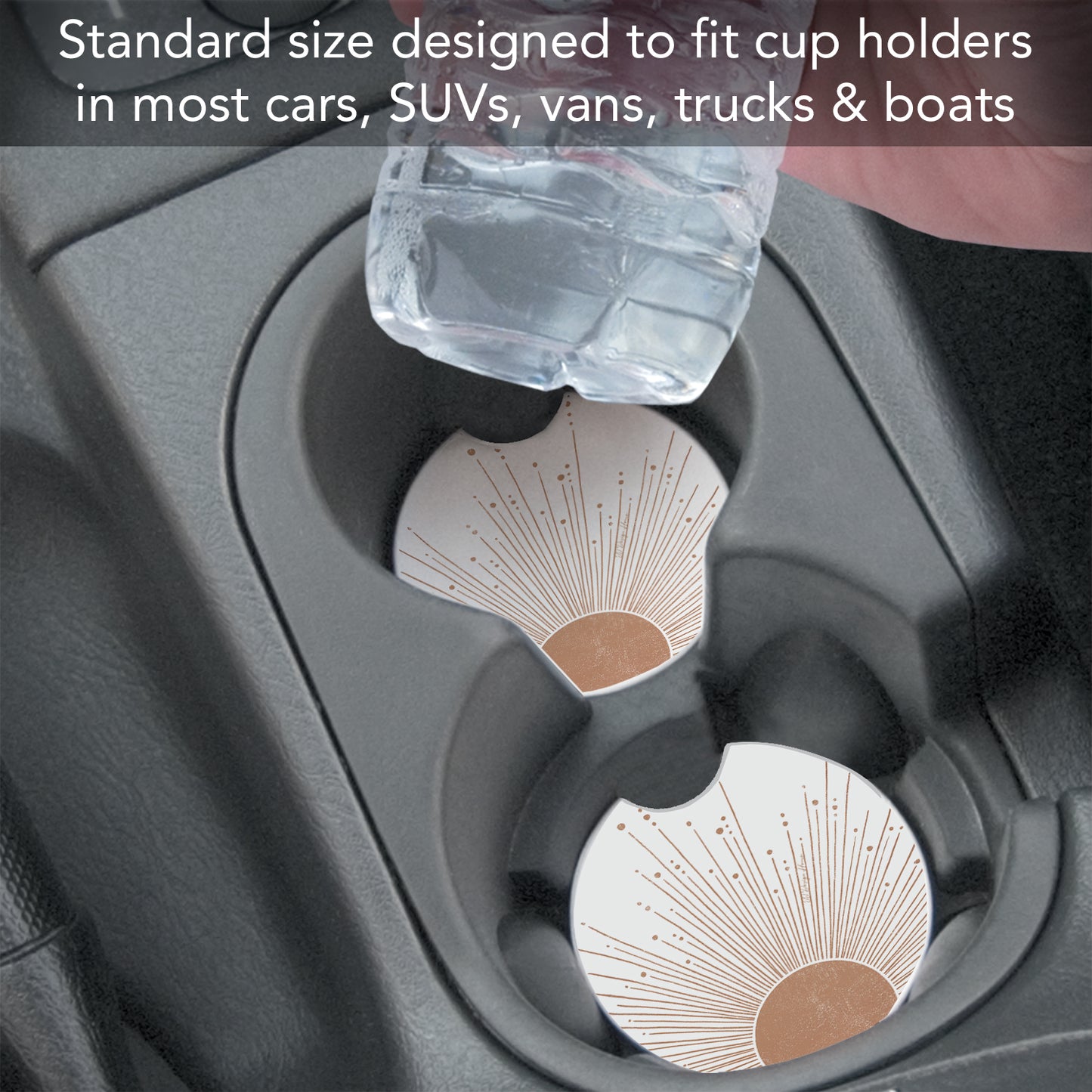 Mocha Sunrise 2 Pack Absorbent Stone Car Coasters 2.6" Manufactured in the USA