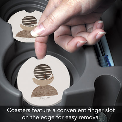 Geo Mocha 2 Pack Absorbent Stone Car Coasters 2.6" Manufactured in the USA