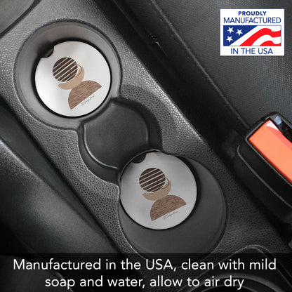 Geo Mocha 2 Pack Absorbent Stone Car Coasters 2.6" Manufactured in the USA