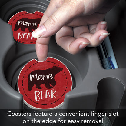 Mama Bear 2 Pack Absorbent Stone Car Coasters 2.6" Manufactured in the USA