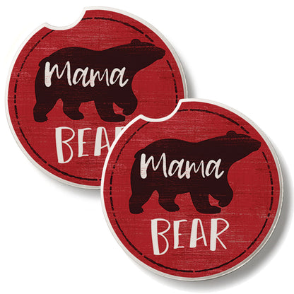 Mama Bear 2 Pack Absorbent Stone Car Coasters 2.6" Manufactured in the USA