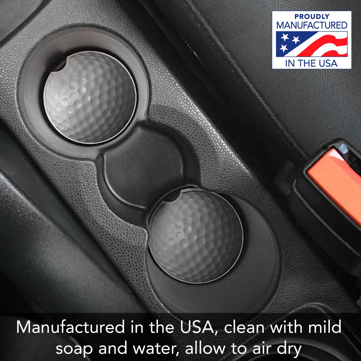 Golf Ball 2 Pack Absorbent Stone Car Coasters 2.6" Manufactured in the USA