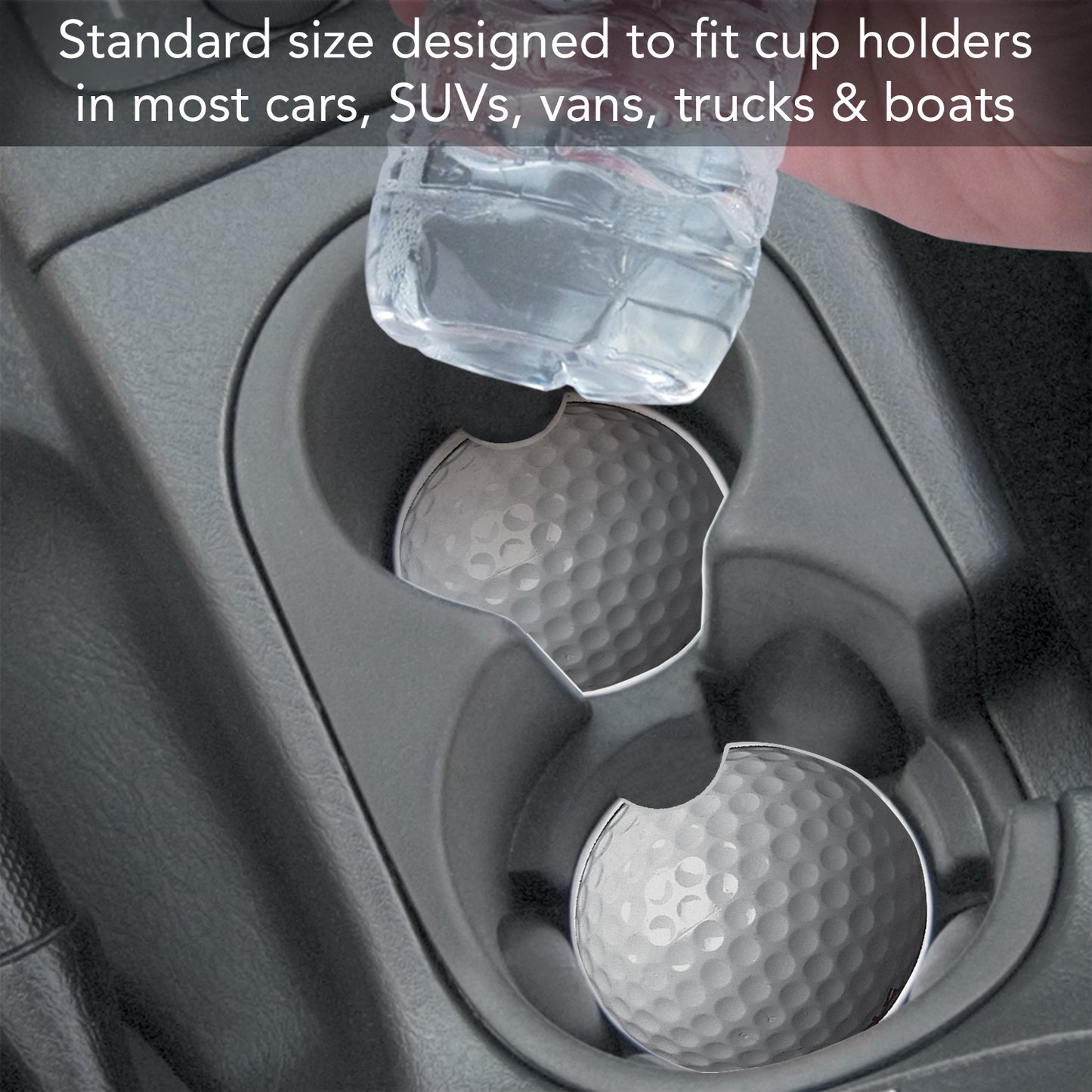 Golf Ball 2 Pack Absorbent Stone Car Coasters 2.6" Manufactured in the USA