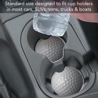 Golf Ball 2 Pack Absorbent Stone Car Coasters 2.6" Manufactured in the USA