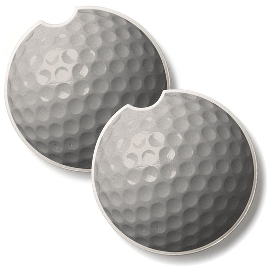 Golf Ball 2 Pack Absorbent Stone Car Coasters 2.6" Manufactured in the USA