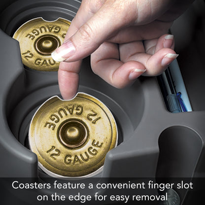 Shotgun Shell 2 Pack Absorbent Stone Car Coasters 2.6" Manufactured in the USA