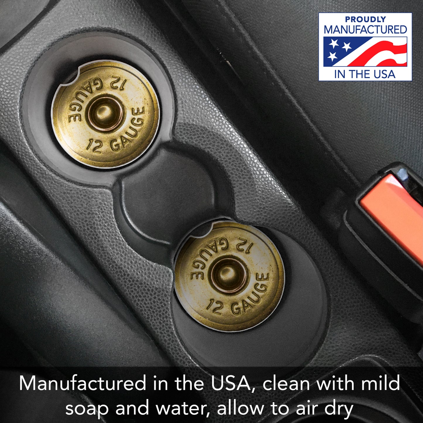 Shotgun Shell 2 Pack Absorbent Stone Car Coasters 2.6" Manufactured in the USA