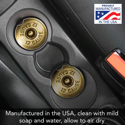 Shotgun Shell 2 Pack Absorbent Stone Car Coasters 2.6" Manufactured in the USA