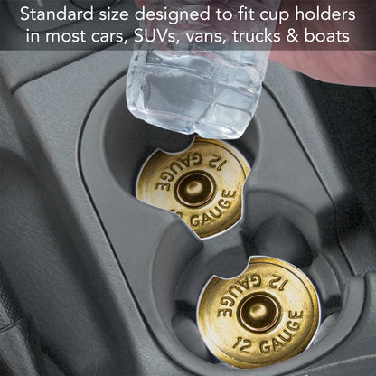 Shotgun Shell 2 Pack Absorbent Stone Car Coasters 2.6" Manufactured in the USA