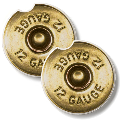Shotgun Shell 2 Pack Absorbent Stone Car Coasters 2.6" Manufactured in the USA