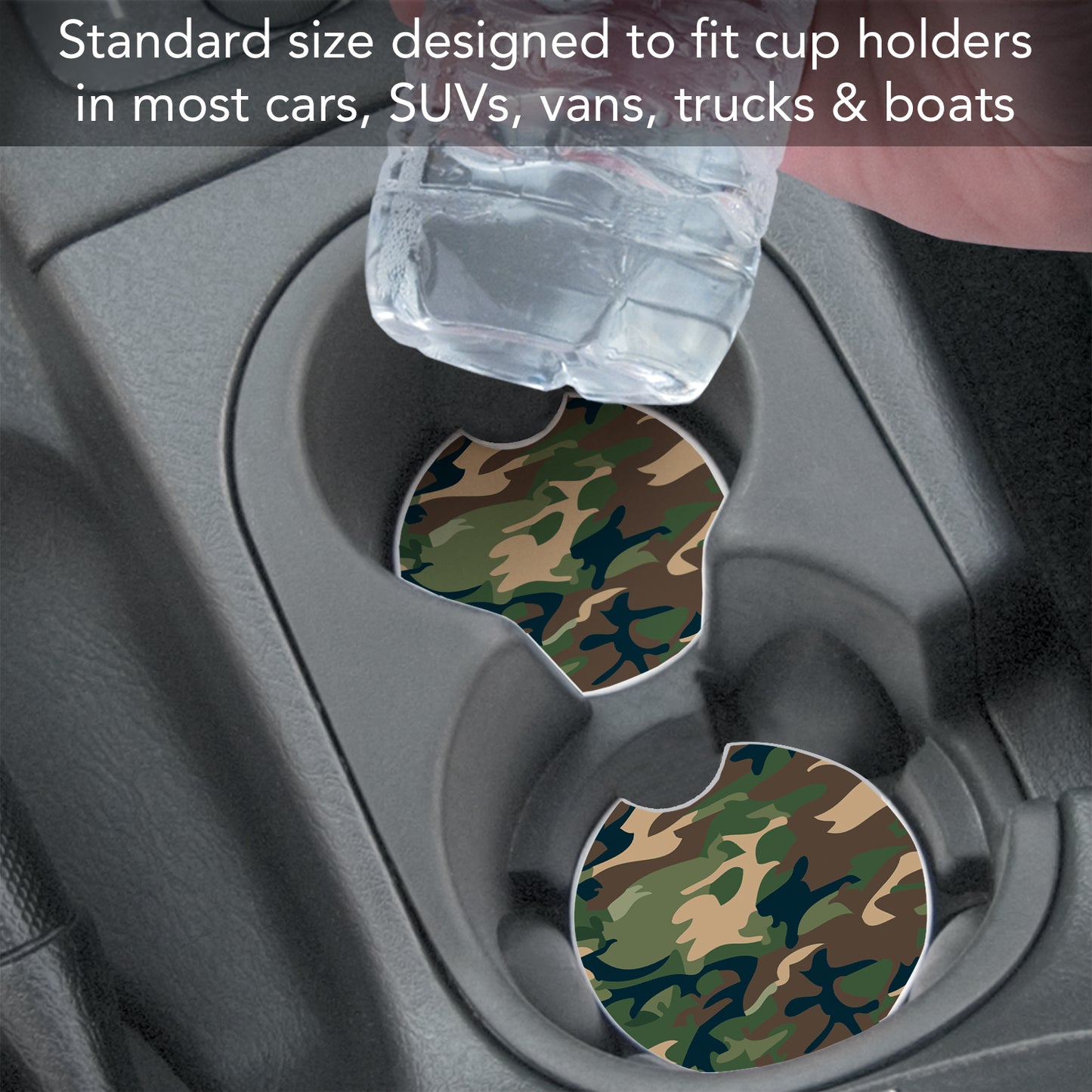 Camouflage 2 Pack Absorbent Stone Car Coasters 2.6" Manufactured in the USA