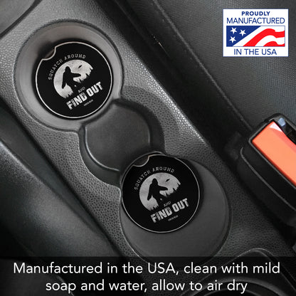 Squatch Around 2 Pack Absorbent Stone Car Coasters 2.6" Manufactured in the USA