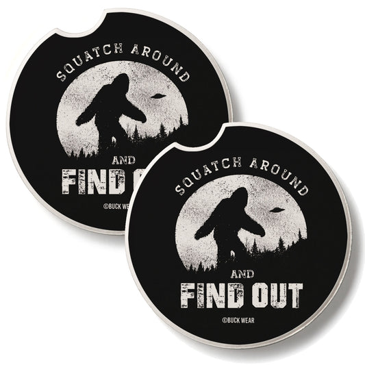 Squatch Around 2 Pack Absorbent Stone Car Coasters 2.6" Manufactured in the USA