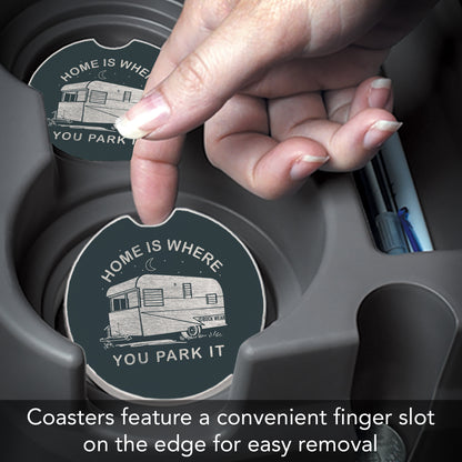 Park It 2 Pack Absorbent Stone Car Coasters 2.6" Manufactured in the USA