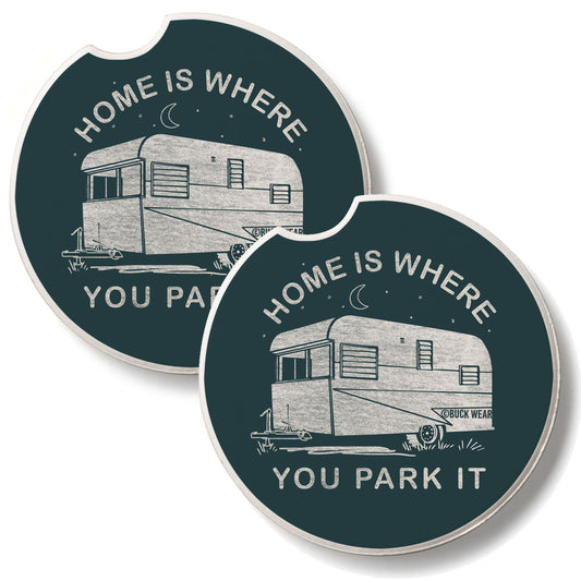 Park It 2 Pack Absorbent Stone Car Coasters 2.6" Manufactured in the USA