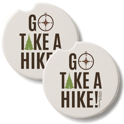 Take A Hike 2 Pack Absorbent Stone Car Coasters 2.6" Manufactured in the USA