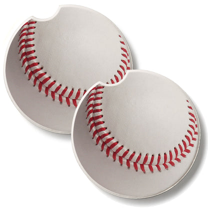 Baseball 2 Pack Absorbent Stone Car Coasters 2.6" Manufactured in the USA