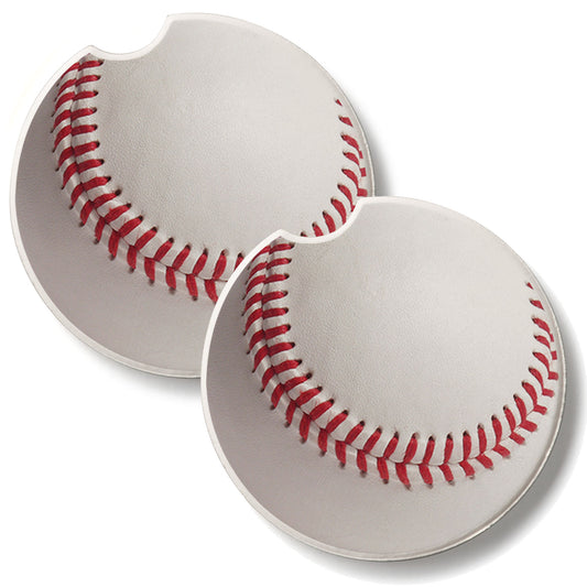 Baseball 2 Pack Absorbent Stone Car Coasters 2.6" Manufactured in the USA