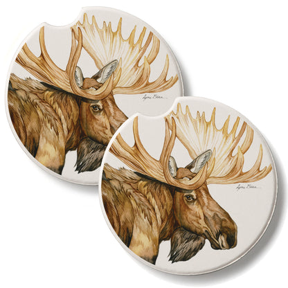 Noble Moose 2 Pack Absorbent Stone Car Coasters 2.6" Manufactured in the USA