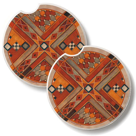 Southwest Pattern 2 Pack Absorbent Stone Car Coasters 2.6" Manufactured in the USA