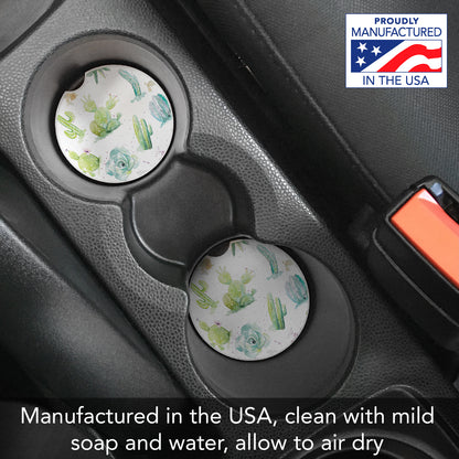 Desert Garden 2 Pack Absorbent Stone Car Coasters 2.6" Manufactured in the USA
