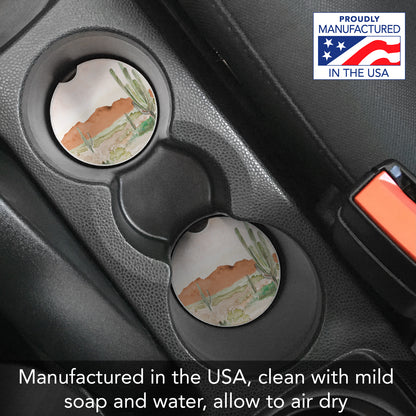 Morning Desert 2 Pack Absorbent Stone Car Coasters 2.6" Manufactured in the USA